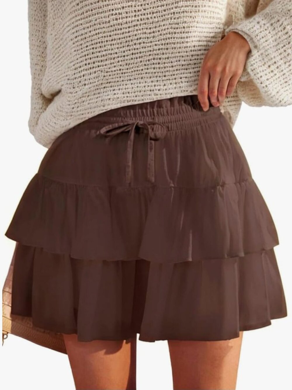 Women's high-waisted, loose-fitting, pleated, ruffled bohemian shorts for tennis